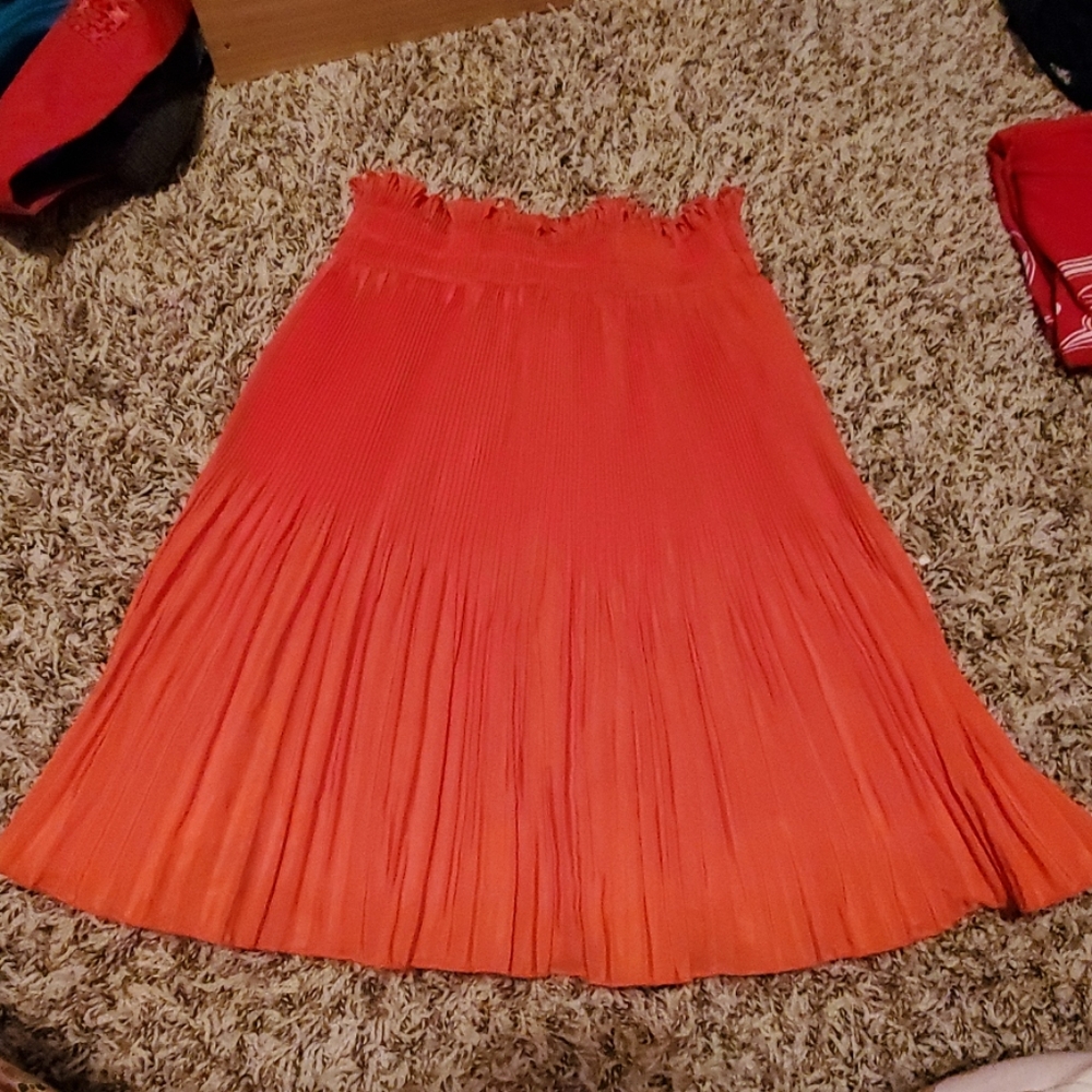 H & M Orange Skirt Elastic Waist Size 4